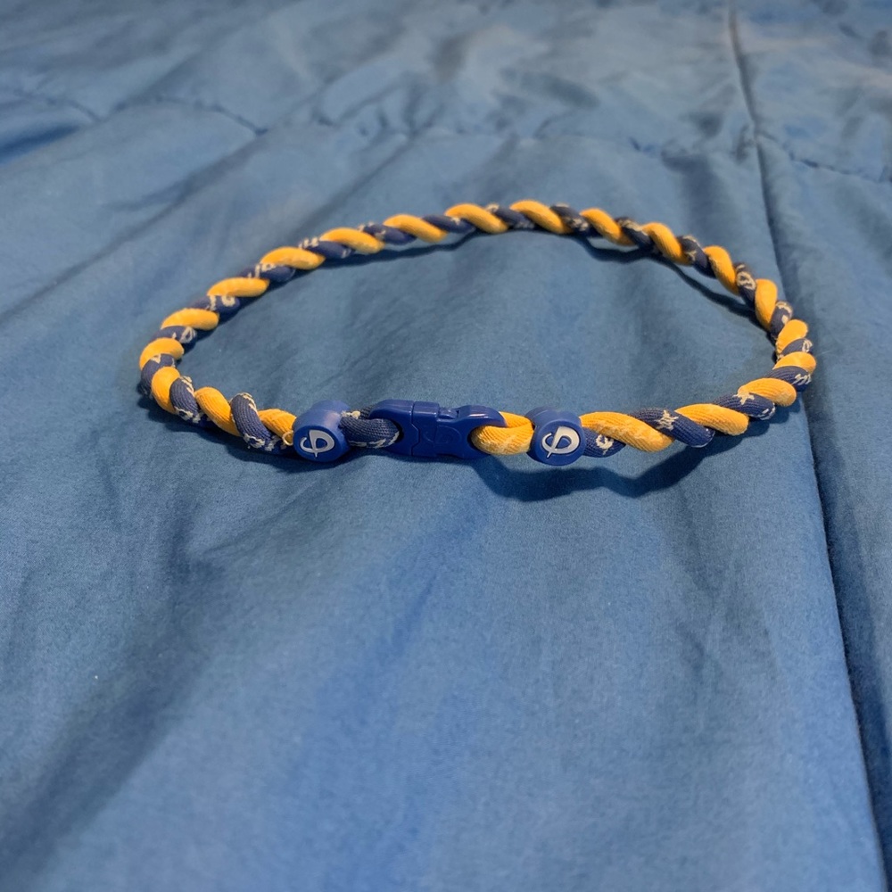 Phiten Blue and Gold Tornado Titanium Necklace